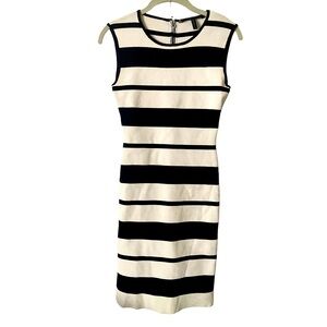 BCBG MaxAzria Black and‎ White Stripe Kailee Knit Shift Dress S